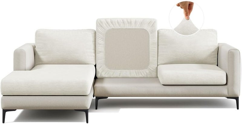 Nolan Interior Miracle Sofa Cover - Plush Back Cushion Cover with Ultra-Soft, Stretchy, Thick Chenille Fabric - Pet Proof, Stain Safe, Easy Fit, Easy Wash - Small, Vanilla - Image 1